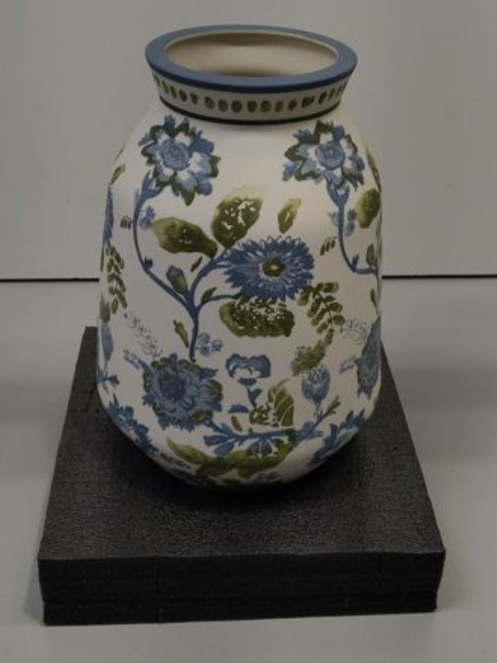 Threshold Blue and Green Floral Ceramic Vase - Picture 3 of 3